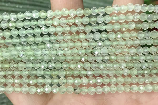 CTG1348 15.5 inches 4mm faceted round prehnite beads wholesale