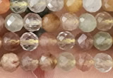 CTG1356 15.5 inches 4mm faceted round mixed quartz beads