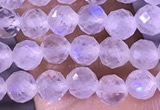 CTG1394 15.5 inches 4mm faceted round tiny white moonstone beads