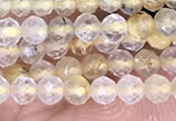 CTG1405 15.5 inches 2mm faceted round golden rutilated quartz beads