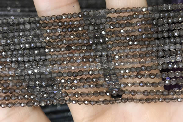 CTG1408 15.5 inches 2mm faceted round smoky quartz beads wholesale