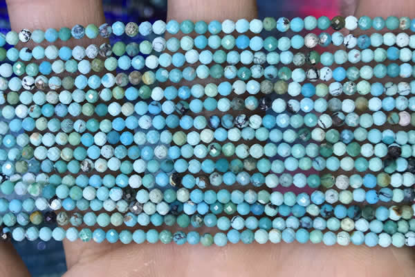 CTG1424 15.5 inches 2mm faceted round turquoise beads wholesale