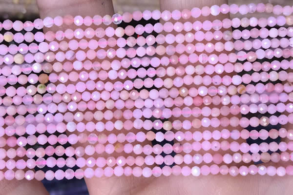 CTG1430 15.5 inches 2mm faceted round pink opal beads