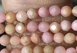 CTG1432 15.5 inches 2mm faceted round pink wooden fossil jasper beads