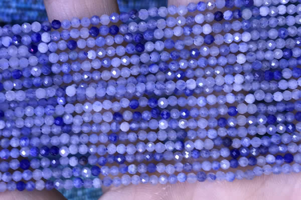 CTG1446 15.5 inches 2mm faceted round blue aventurine beads