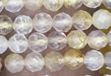 CTG1489 15.5 inches 3mm faceted round golden rutilated quartz beads