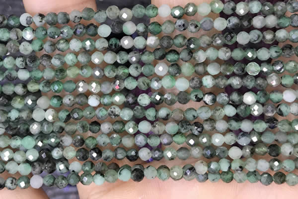 CTG1500 15.5 inches 3mm faceted round emerald gemstone beads