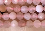 CTG1501 15.5 inches 3mm faceted round strawberry quartz beads