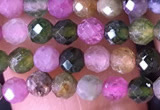 CTG1511 15.5 inches 3mm faceted round tourmaline beads wholesale