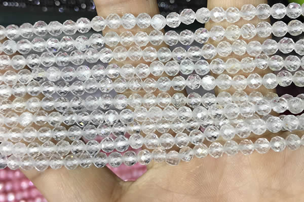 CTG1530 15.5 inches 4mm faceted round white crystal beads wholesale