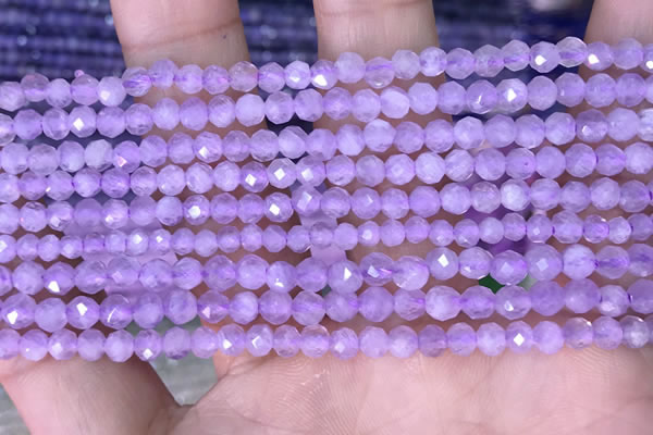 CTG1532 15.5 inches 4mm faceted round lavender amethyst beads