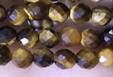 CTG1559 15.5 inches 4mm faceted round yellow tiger eye beads