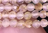 CTG1630 15.5 inches 3mm faceted round tiny golden rutilated quartz beads