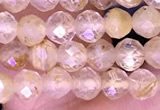 CTG1631 15.5 inches 4mm faceted round tiny golden rutilated quartz beads