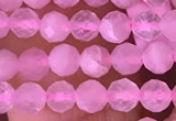 CTG1635 15.5 inches 3.5mm faceted round tiny rose quartz beads