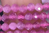 CTG1640 15.5 inches 3mm faceted round tiny pink tourmaline beads