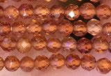 CTG1650 15.5 inches 3mm faceted round tiny orange garnet beads