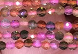 CTG1657 15.5 inches 2mm faceted round tiny tourmaline beads