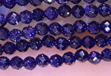 CTG1667 15.5 inches 3mm faceted round tiny blue goldstone beads