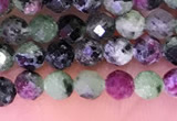 CTG1673 15.5 inches 3mm faceted round tiny ruby zoisite beads