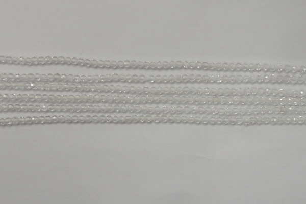 CTG202 15.5 inches 3mm faceted round tiny white crystal beads