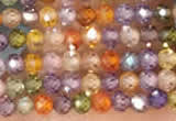 CTG2106 15 inches 2mm faceted round tiny quartz glass beads