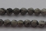 CTG215 15.5 inches 3mm faceted round tiny grey picture jasper beads