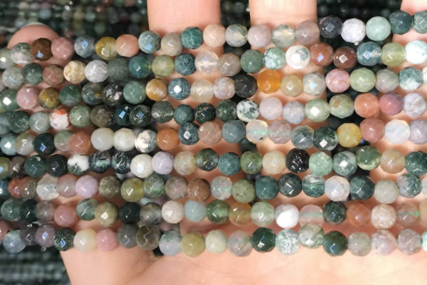 CTG2220 15 inches 2mm,3mm & 4mm faceted round Indian agate beads