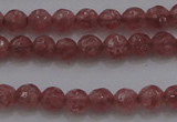 CTG223 15.5 inches 3mm faceted round tiny strawberry quartz beads