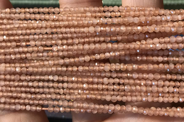 CTG2247 15 inches 2mm faceted round natural sunstone beads