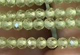 CTG2250 15 inches 2mm faceted round natural olive quartz beads