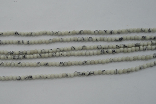 CTG250 15.5 inches 2mm round tiny white howlite turquoise beads