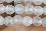 CTG2515 15.5 inches 4mm faceted round white jade beads wholesale