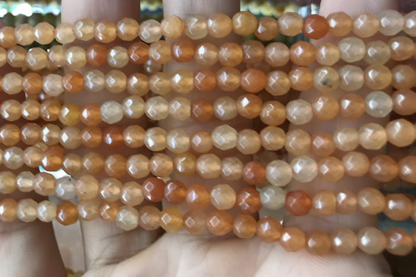 CTG2519 15.5 inches 4mm faceted round red aventurine beads