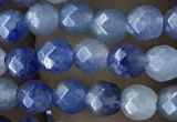 CTG2522 15.5 inches 4mm faceted round blue aventurine beads