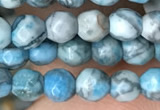 CTG2535 15.5 inches 4mm faceted round blue crazy lace agate beads