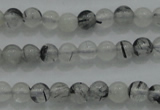 CTG254 15.5 inches 3mm round tiny black rutilated quartz beads