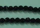 CTG31 15.5 inches 4mm faceted round black agate beads wholesale