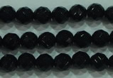 CTG32 15.5 inches 6mm faceted round black agate beads wholesale