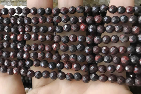 CTG3564 15.5 inches 4mm faceted round brecciated jasper beads