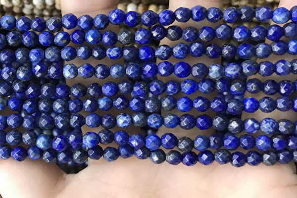 CTG3575 15.5 inches 4mm faceted round lapis lazuli beads