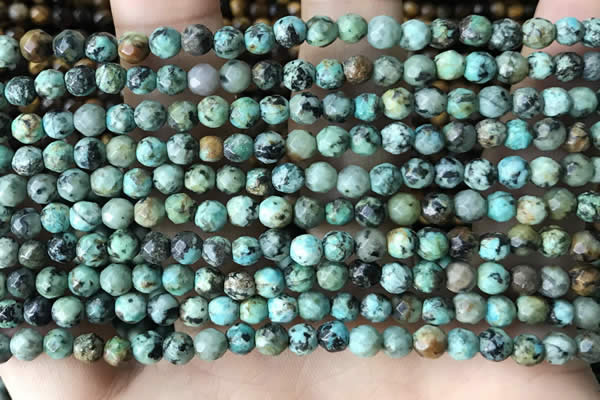 CTG3577 15.5 inches 4mm faceted round African turquoise beads