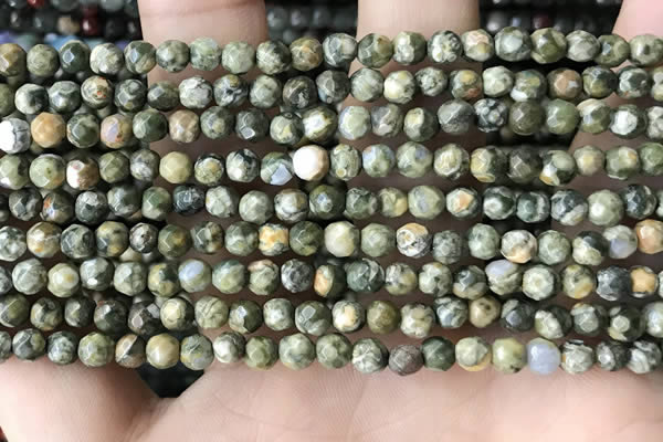 CTG3578 15.5 inches 4mm faceted round rhyolite beads wholesale