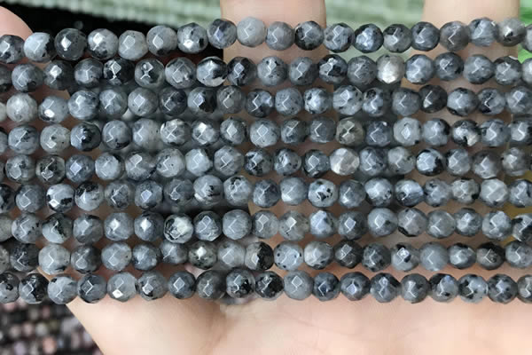 CTG3586 15.5 inches 4mm faceted round black labradorite beads