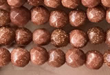 CTG3590 15.5 inches 4mm faceted round goldstone beads wholesale