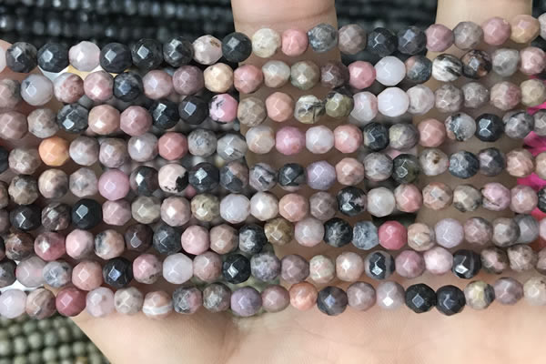 CTG3592 15.5 inches 4mm faceted round rhodonite beads wholesale