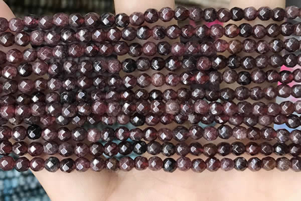 CTG3593 15.5 inches 4mm faceted round garnet beads wholesale