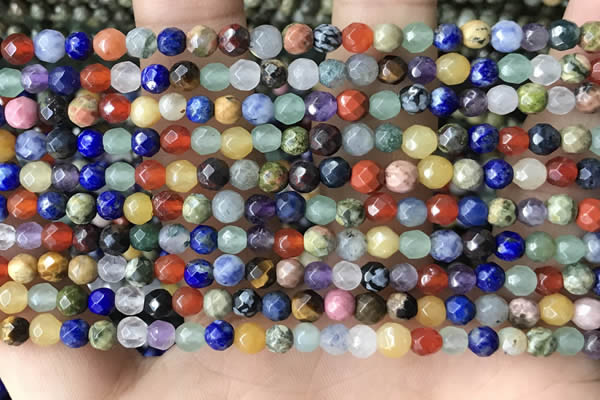 CTG3596 15.5 inches 4mm faceted round mixed gemstone beads