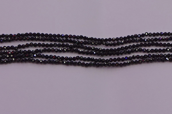 CTG501 15.5 inches 2mm faceted round tiny black spinel beads