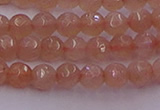 CTG507 15.5 inches 4mm faceted round tiny peach moonstone beads